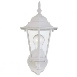 1-Light Textured White Not Solar Outdoor Wall Lantern Sconce with Clear Glass by Pia Ricco 11 1-Light Textured White Not Solar Outdoor Wall Lantern Sconce with Clear Glass by Pia Ricco -KINWELL shop textured white pia ricco outdoor sconces 1jay 17331wh 4f 1000