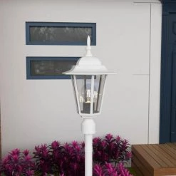 1-Light Textured White Outdoor Post Light with Clear Glass by Pia Ricco -KINWELL shop textured white pia ricco post light sets 1jay 17401wh 1f 1000