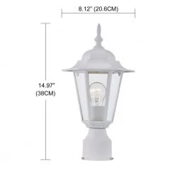 1-Light Textured White Outdoor Post Light with Clear Glass by Pia Ricco -KINWELL shop textured white pia ricco post light sets 1jay 17401wh 40 1000