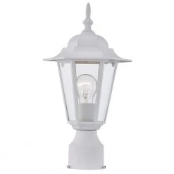 1-Light Textured White Outdoor Post Light with Clear Glass by Pia Ricco