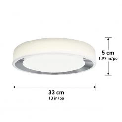 Cooper 13 in. 1-Light White and Chrome Modern LED Flush Mount Ceiling Light for Bedroom and Hallway by Artika -KINWELL shop white artika flush mount lights fm corc 40 1000