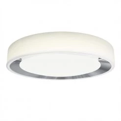 Cooper 13 in. 1-Light White and Chrome Modern LED Flush Mount Ceiling Light for Bedroom and Hallway by Artika