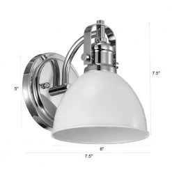 1-Light White Industrial Wall Light Sconce with Shade by Jushua 15 1-Light White Industrial Wall Light Sconce with Shade by Jushua -KINWELL shop white jushua vanity lighting gol a40019 76 1000