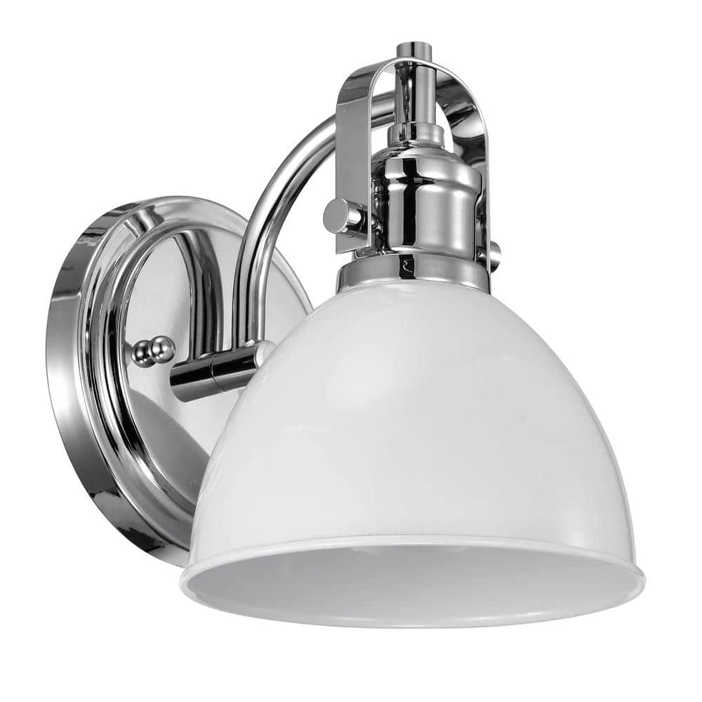 1-Light White Industrial Wall Light Sconce with Shade by Jushua 4 1-Light White Industrial Wall Light Sconce with Shade by Jushua - Image 2