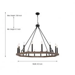16-Light Wood Grain Candle Style Octagonal Wagon Wheel Chandelier by Jushua 8 16-Light Wood Grain Candle Style Octagonal Wagon Wheel Chandelier by Jushua -KINWELL shop wood jushua chandeliers acr 10586dw bk c3 1000