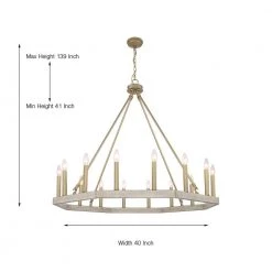 16-Light Wood Grain Candle Style Octagonal Wagon Wheel Chandelier by Jushua -KINWELL shop wood jushua chandeliers acr 10586wo bd c3 1000