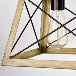 5-Lighst Wood Texture and Matte Black Indoor Pendant by Jushua -KINWELL shop wood texture and matte black jushua chandeliers gol a60010 1f 1000