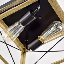 2-Light Wood Texture and Matte Black Indoor Ceiling Fixture by Jushua -KINWELL shop wood texture and matte black jushua flush mount lights gol a50002 fa 1000